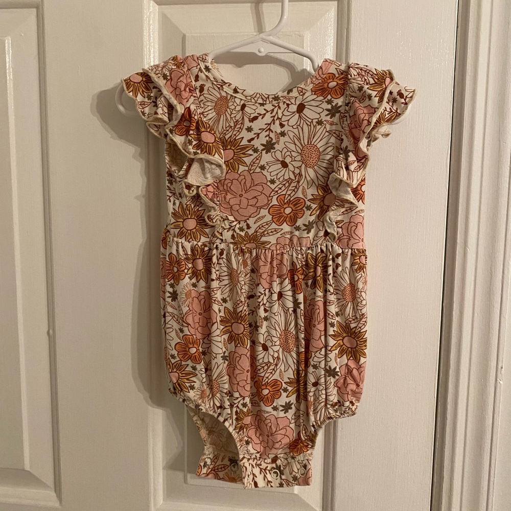 Caden Lane Boho Floral Ruffle Bubble Romper